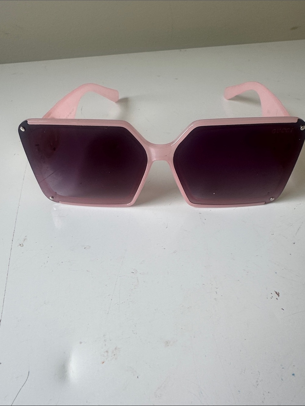 Gucci Pink Oversized Hexagonal Sunglasses